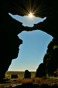Low angle view of rock formation against sky