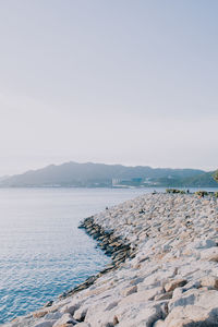 Scenic view of sea against clear sky