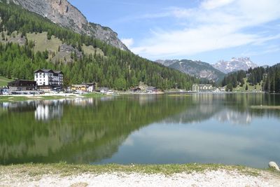 Scenic view of lake against sky