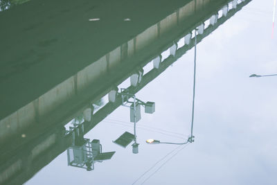 High angle view of cables against sky