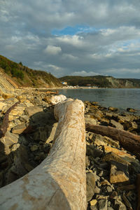 Scenic view of rocks against sky