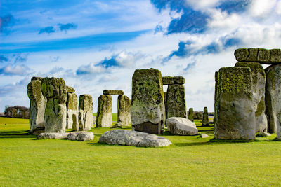 Panoramic view of old ruins against sky