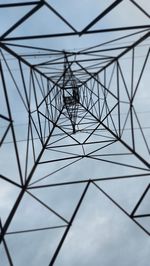 Low angle view of electricity pylon against sky