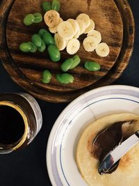 High angle view of food in plate on table