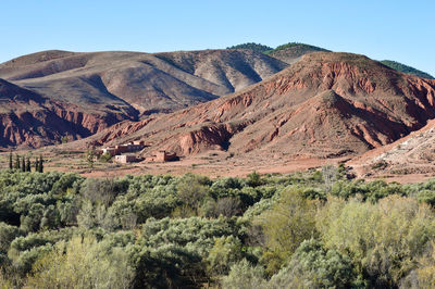 Scenic view of mountains against clear sky