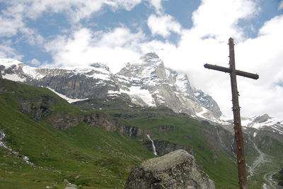 Low angle view of mountains against sky