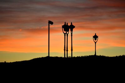 Silhouette plants on field against sky during sunset