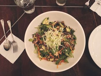 High angle view of food in plate