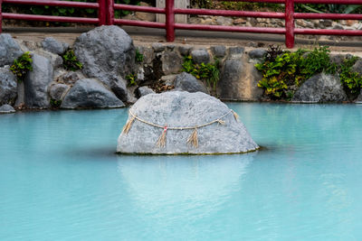 View of rocks in swimming pool