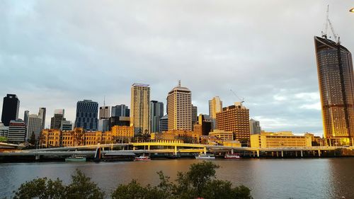 River by city against sky