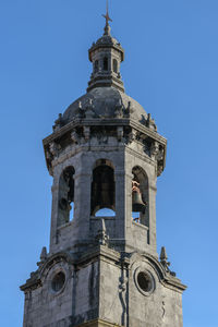 Low angle view of cathedral against clear blue sky