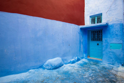 Closed door of building