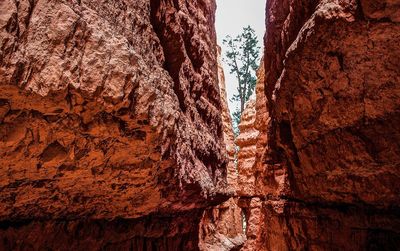 Low angle view of rock formation against sky