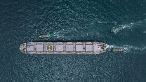 High angle view of boat in sea