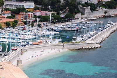 High angle view of harbor