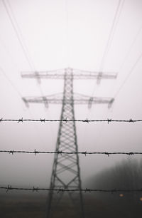 Electricity pylon against clear sky