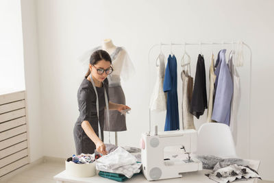 Woman working on table