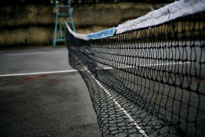 Close-up of tennis net