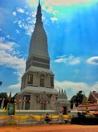 View of temple building against cloudy sky