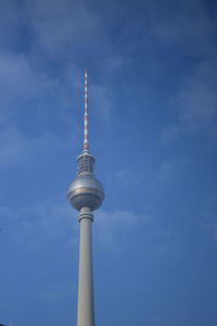 Low angle view of communications tower against sky in berlin