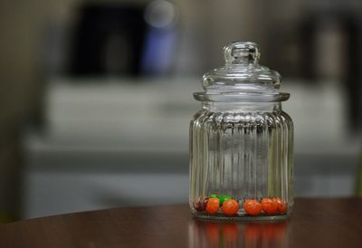 Close-up of jar on table