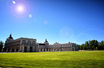 Built structure against blue sky on sunny day