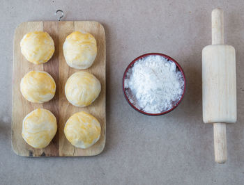 High angle view of food on table