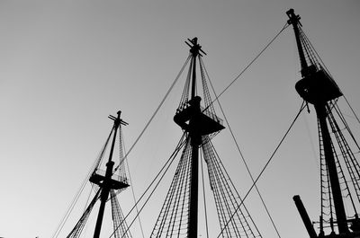 Low angle view of cranes against clear sky