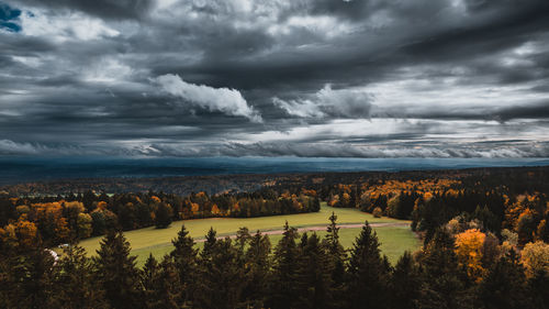 High angle view of townscape against sky