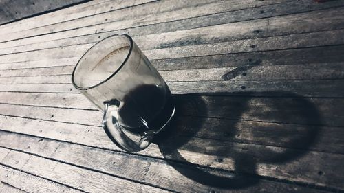 High angle view of drink on table