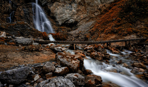 View of waterfall in forest