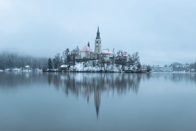 Reflection of building in lake