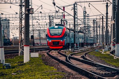 Train on railroad station