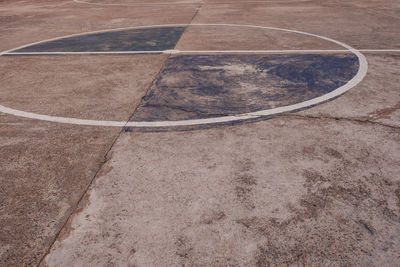 High angle view of basketball court