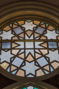 Low angle view of skylight in building