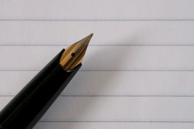 High angle view of pen on table