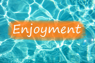 High angle view of text on swimming pool