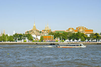 View of temple building against clear sky