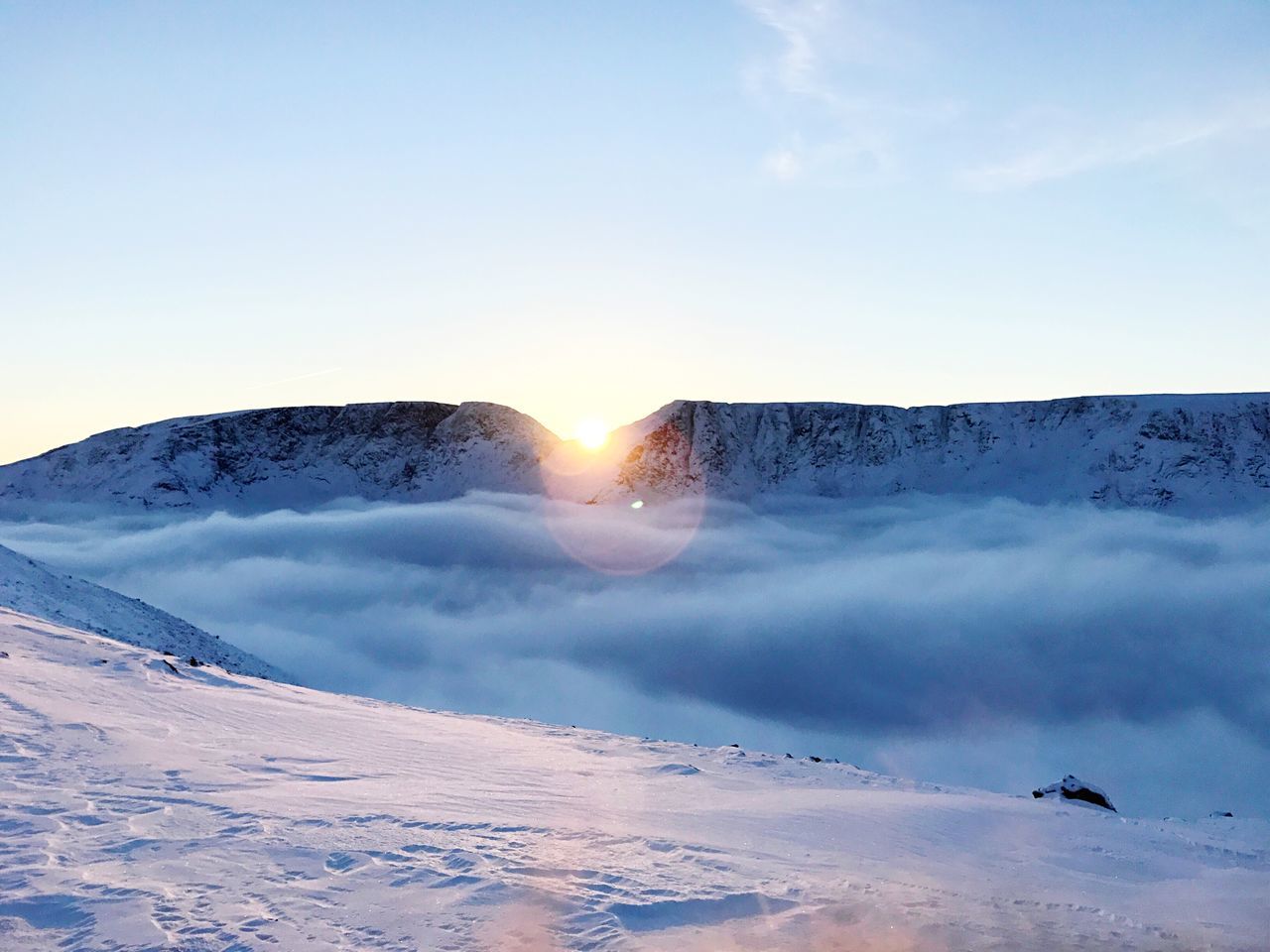 cold temperature, snow, winter, nature, beauty in nature, scenics, sky, blue, tranquil scene, frozen, idyllic, no people, tranquility, outdoors, sunset, day