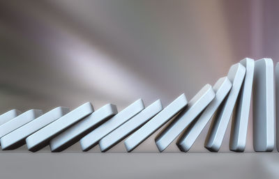 Close-up of piano keys on table