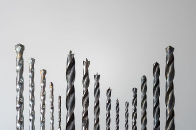 Close-up of metal fence against sky