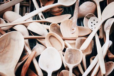 Full frame shot of wooden spatulas