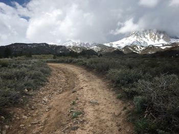 Scenic view of landscape and mountains against sky