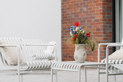 Potted plant against wall