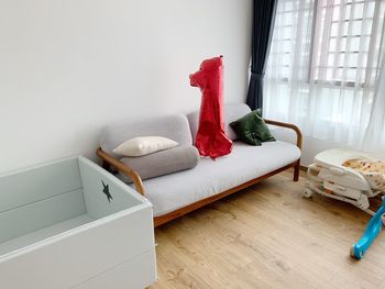 Clothes drying on table at home