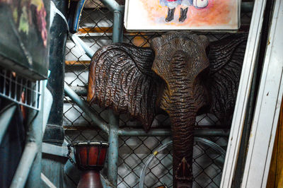 Close-up of wicker basket in store