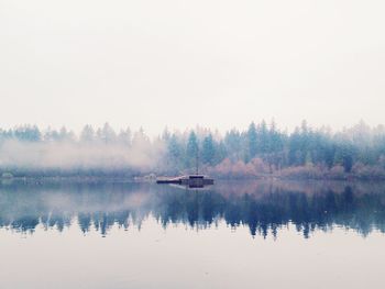 Scenic view of lake against clear sky