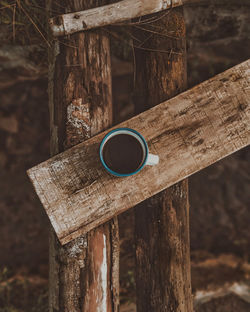 Close-up of wooden post