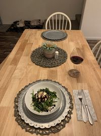 High angle view of food on table
