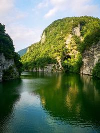 Scenic view of lake against sky